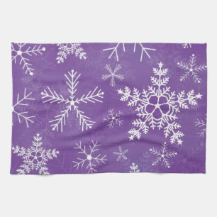 Lila und weißes Schneeflocke-Muster Handtuch