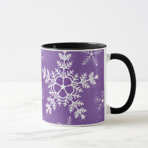 Lila und weißes Schneeflocke-Muster Tasse