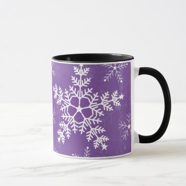 Lila und weißes Schneeflocke-Muster Tasse (Rechts)