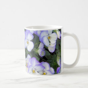 Lila und weißes Stiefmütterchen Kaffeetasse