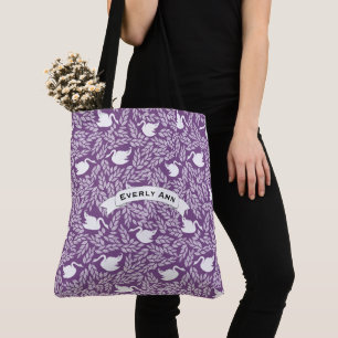 Lila und weißes Swan-Muster Tasche