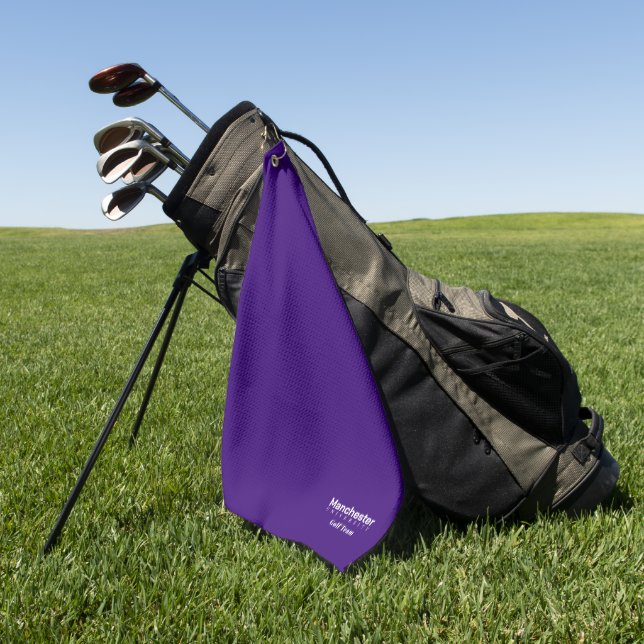 Lila und weißes Universitätsteam Golfhandtuch (Gras)