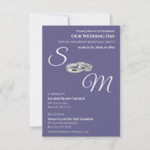 Lila- und White-Monogram-Hochzeitsringe-