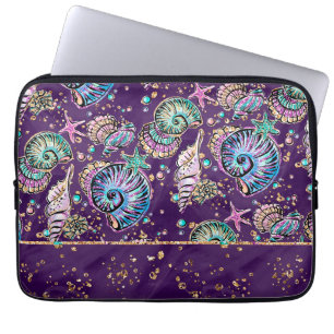 Lila Underwater Luxe   Dark Pastel Gold Sea Life Laptopschutzhülle
