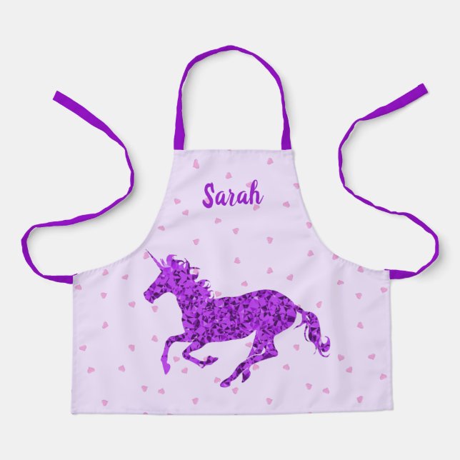 Lila Unicorn Girls Küche Schürze (Vorderseite)