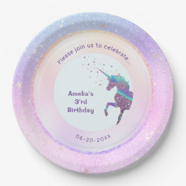 Lila Unicorn Pastel Holographische Starry Galaxie Pappteller