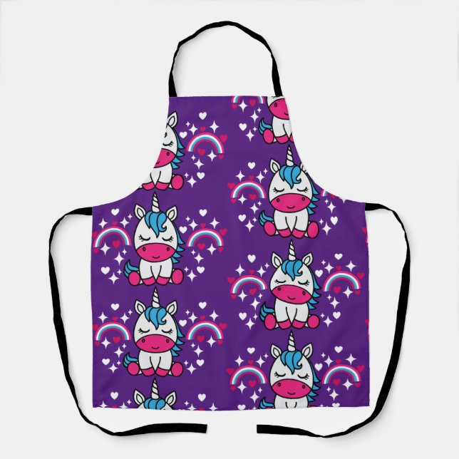 Lila Unicorn Pony Schürze (Vorderseite)
