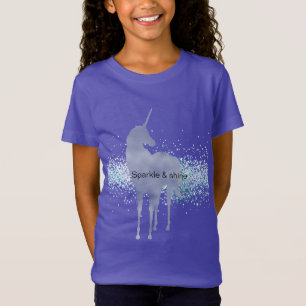 Lila Unicorn Sparkle Aqua Glittery Confetti T-Shirt