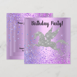 LILA UNICORN SPARKLE GEBURTSTAGEINLADUNG EINLADUNG