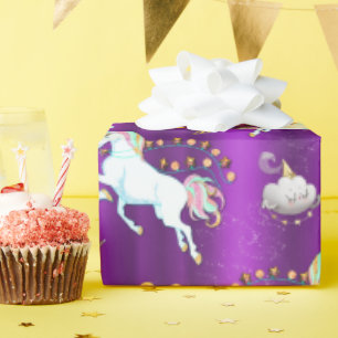 Lila Unicorn-Weihnachten Geschenkpapier