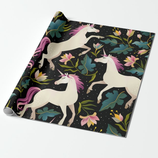 Lila Unicorns Geschenkpapier (Ungerollt)