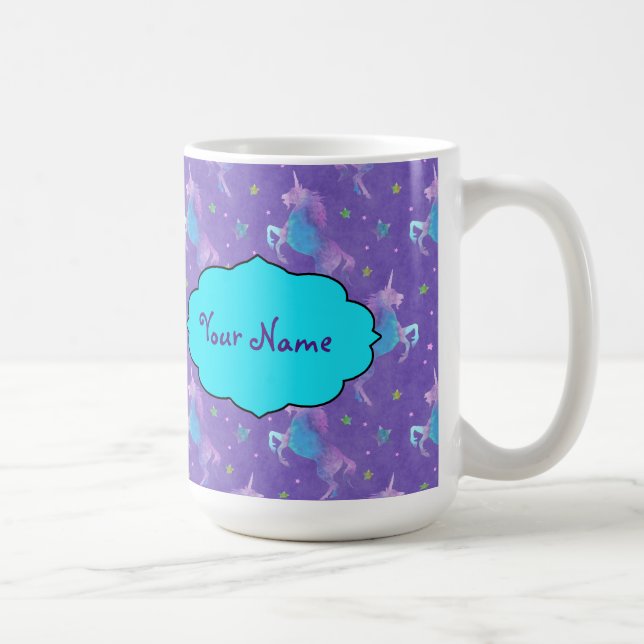 Lila Unicorns-rosa Sterne Kaffeetasse (Rechts)