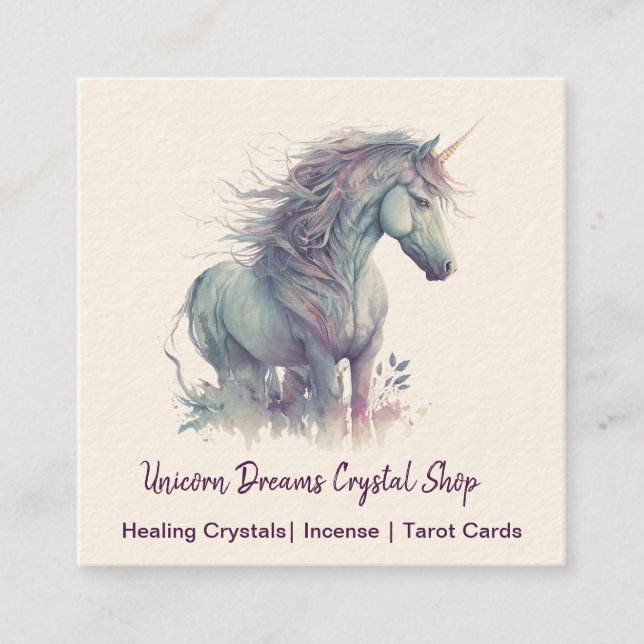 Lila Unicoro Square Business Card Quadratische Visitenkarte (Vorderseite)