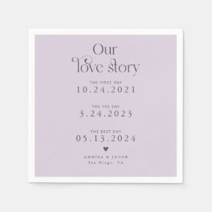 Lila unsere Liebe Story Retro Wedkin Napkin Serviette