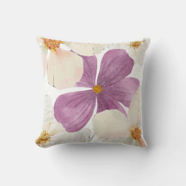 Lila unter Weiß - Minimaler floraler Kissenschutz Kissen