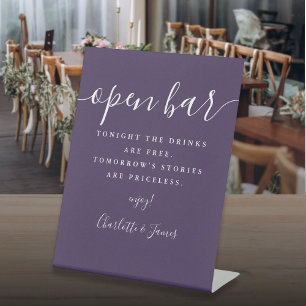 Lila Unterschrift Script Open Bar Sockelschild