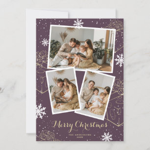 Lila Urlaub Frohe Weihnachtsgeschenke Foto-Karten Feiertagskarte
