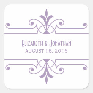 Lila v2 Extravagante Ornamental-Hochzeitsticker Quadratischer Aufkleber