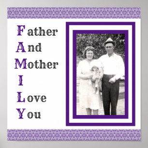 Lila Vater und Mutter Ich Liebe Sie Familie Foto Poster