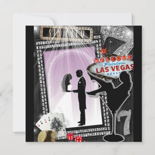 Lila Vegas Hochzeit Einladung (Vorderseite)