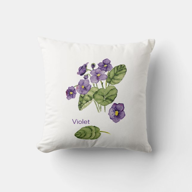 Lila Veilchen Aquarellkopf Kissen (Vorderseite)