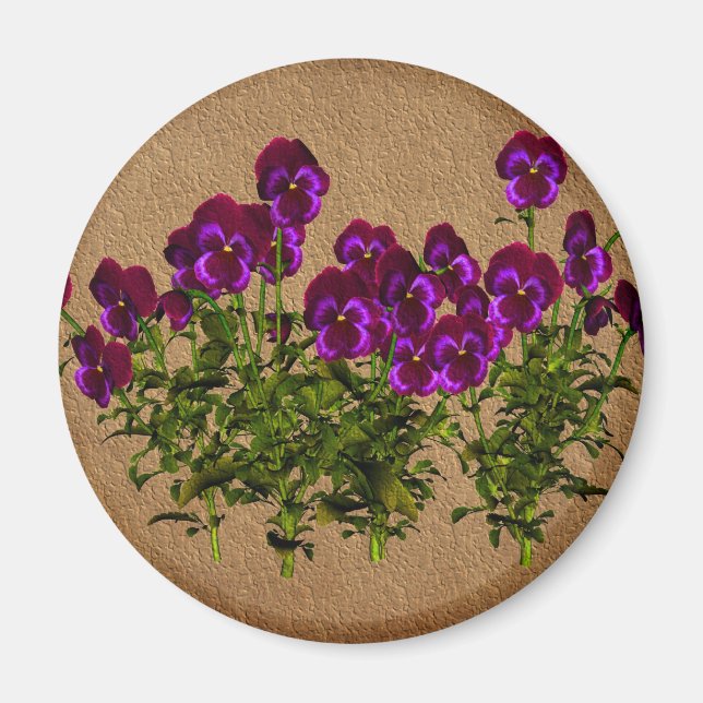 Lila Veilchen auf gealtertem Papierblumen Magnet (Vorne)