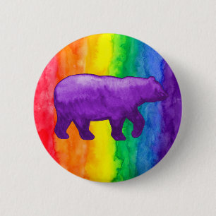 Lila Veilchen betreffen Regenbogen-Wäsche-Knöpfe Button