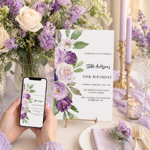 Lila Veilchen Blumen Geburtstag Einladung