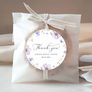 Lila Veilchen Blumen Hochzeitsdusche Danke Runder Aufkleber