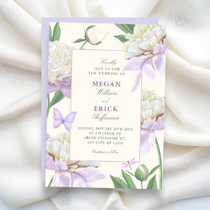 Lila Veilchen-Blumengarten-Hochzeit Einladung