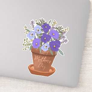 Lila Veilchen in einem Topf – Muttertagsblumen Aufkleber