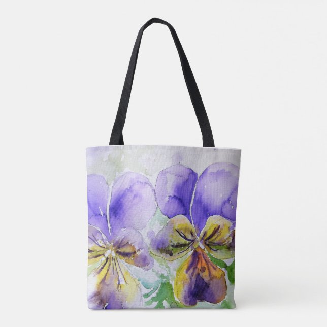 Lila Veilchen Stiefmütterchen Stiefmütterchen Aqua Tasche (Rückseite)