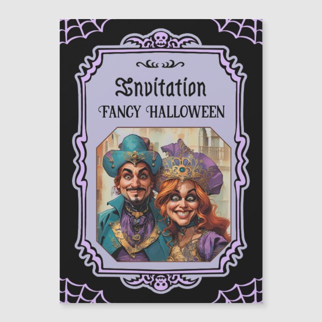 Lila Venezianische Couple Masquerade Magnetkarte (Vorderseite)