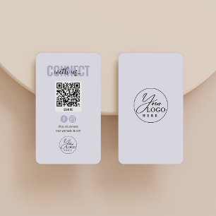 Lila Verbindung mit dem QR-Code der US Social Medi Visitenkarte
