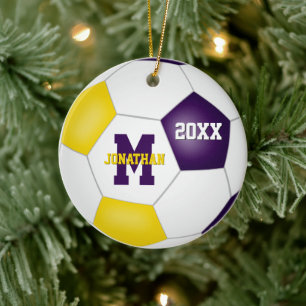 lila vergoldet seine Schulmannschaft das Fußball Keramik Ornament