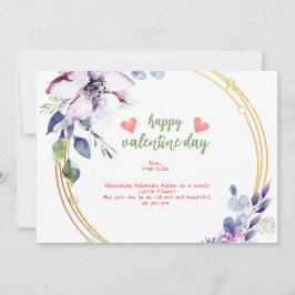 lila vergoldete ästhetische Blume Valentine Kaffee Feiertagskarte