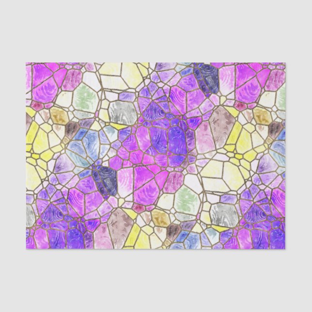Lila verklebte Glasmosaike Seidenpapier (Vorderseite)