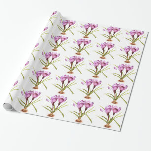 Lila Verpackung der feinen Kunst des Krokusses Geschenkpapier