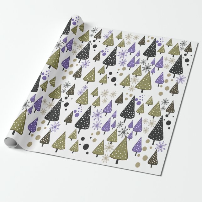 Lila Verpackungspapier für kleine Wälder Geschenkpapier (Ungerollt)