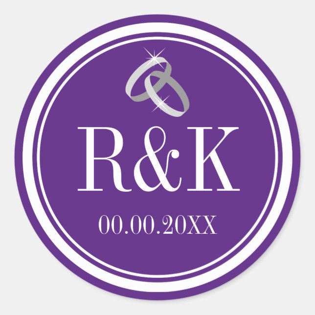 Lila verstrichene Hochzeitsringe Gastgeschenk-Aufk Runder Aufkleber (Vorderseite)