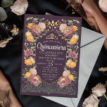 Lila verzauberter Garten Blumenkohl Einladung<br><div class="desc">Feiern Sie Ihre Quinceañera in einem zauberhaften Garten! Diese Einladung enthält einen üppigen Rahmen an orangefarbenen und lila Blumen mit goldenen Akzenten vor lila Hintergrund,  der Ihrem besonderen Tag eine Touch Magie verleiht. Personalisieren Sie es auf Ihre Bedürfnisse. BITTE BEACHTEN SIE: Das Gold dieses Produktes ist KEINE reale Folie.</div>