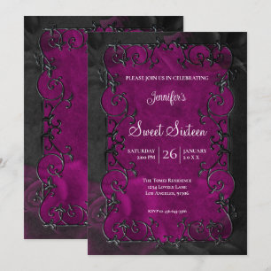 Lila verzierte Umrahmung Gothic Sweet 16 Einladung