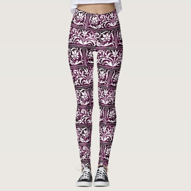 Lila verziertes Muster Leggings (Vorderseite)