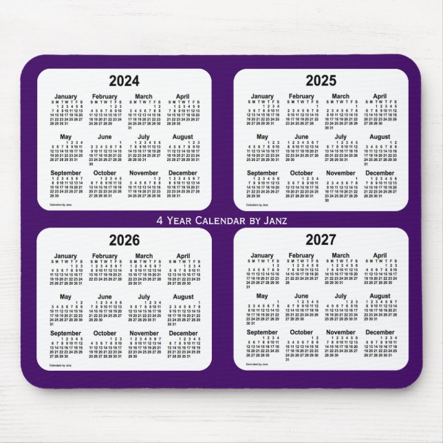 lila Vierjahreskalender 2024-2027 von Janz Mousepad (Vorne)
