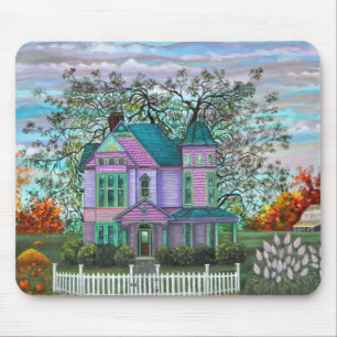 Lila Viktorianische Pumpkins Wagon Fall Trees Mousepad