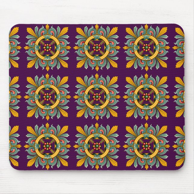 Lila Viktorianisches Tile-Design Mousepad (Vorne)