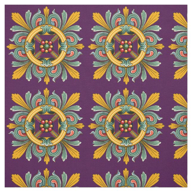 Lila Viktorianisches Tile-Design Stoff (Muster)