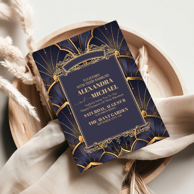 Lila Vintage Art Déco Hochzeit Einladung (Von Creator hochgeladen)