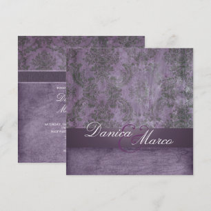 LILA VINTAGE DAMASK-WEDDING-EINLEITUNGEN EINLADUNG