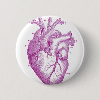 Lila Vintage Herz-Anatomie Button